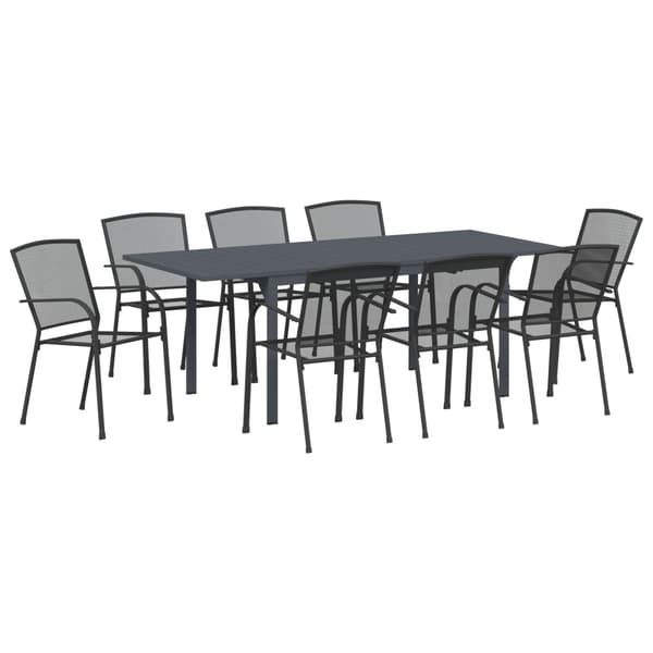 Trädgårdsmöbelset 9 pcs Antracit Stål
