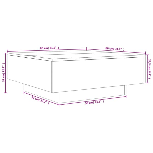 Soffbord vit 80x80x31 cm konstruerat trä