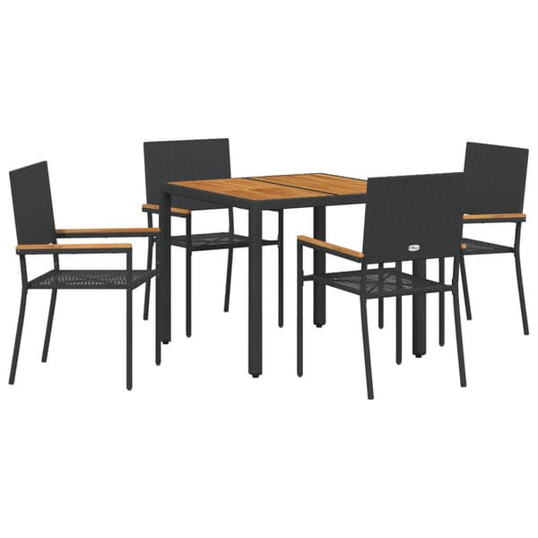 Trädgårdsmöbelset 5 pcs Svart konstrotting