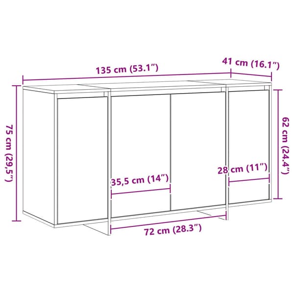 Sideboard Vit 135 x 41 x 75 cm Konstruerat trä