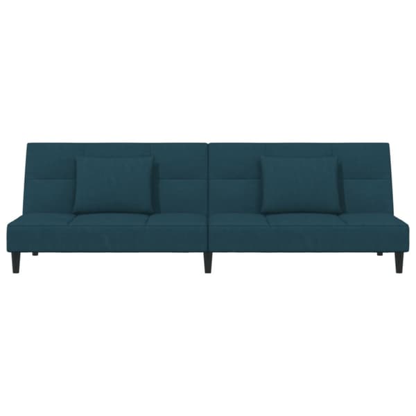 Bäddsoffa 2-sits med två kuddar blå sammet