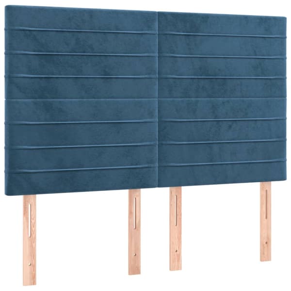 Sänggavel mörkblå 144x5x118/128 cm sammet