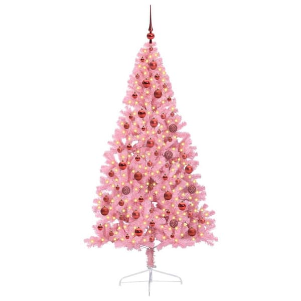 Konstgjord Förbelyst Julgran Rosa 180 cm PVC