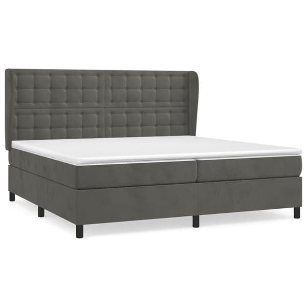 Ramsäng med madrass mörkgrå 200x200 cm sammet