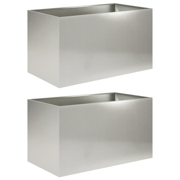 Trädgårdsplanterare 2 st Silver 80 x 50 x 50 cm Rostfritt stål