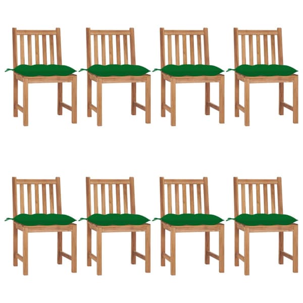 Trädgårdsstolar 8 st med dynor massiv teak