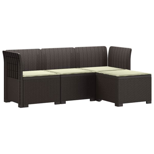 4-sits Trädgårdsoffa med Kuddar Rattan Look PP Brun