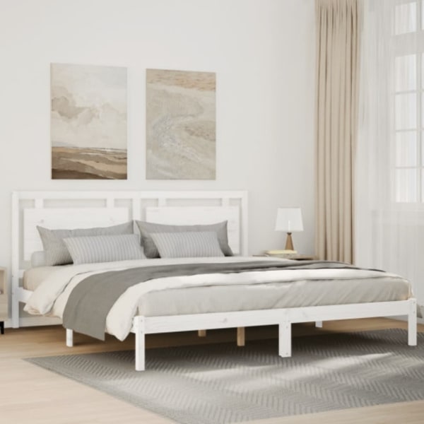 Sängram utan madrass extra lång vit 180x210 cm massivt trä