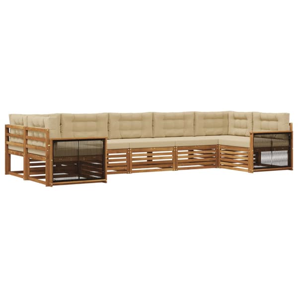 Utomhussoffset med kudde 7 pcs Naturlig och Beige