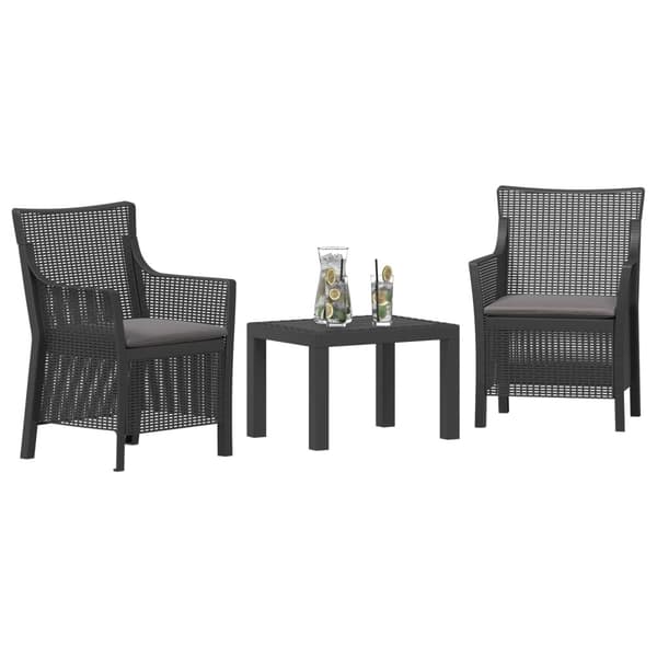 Lounge-set med kudde 3 pcs Antracit PP