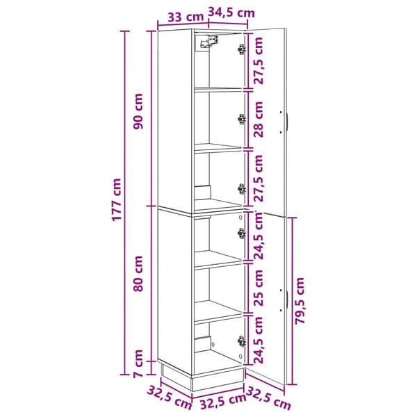 Skåpset 2 pcs Svart Konstruerat trä