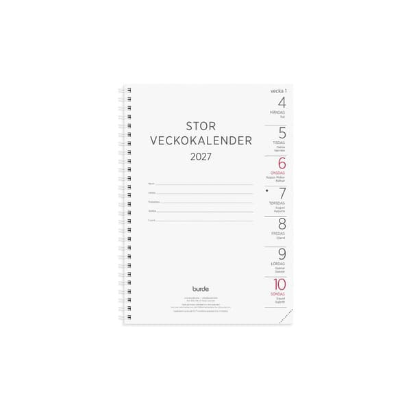 Stor Veckokalender 2027 refill
