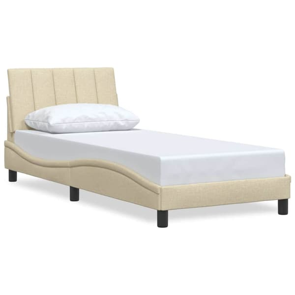 Bed Frame without Mattress "Hanko" Cream 80x200 cm Fabric