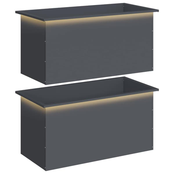 Odlingslåda med LED 2 st Antracit 50 x 100 x 48 cm Stål