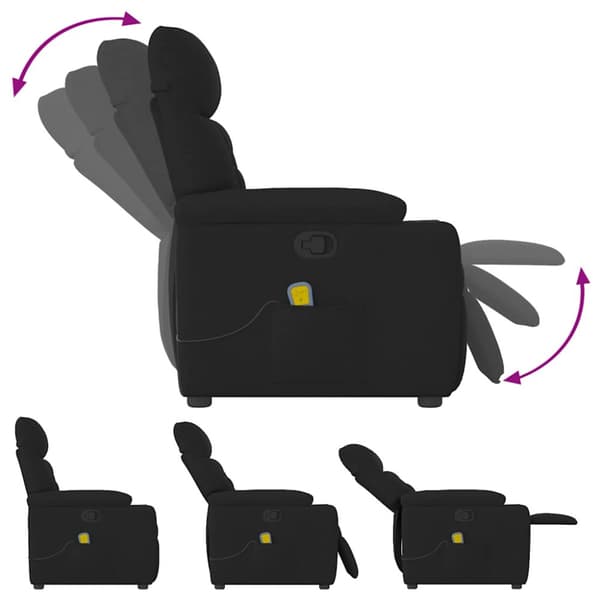 Massagefåtölj svart tyg