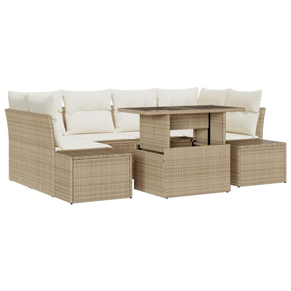 Trädgårdsoffset 7 st Beige och gräddfärgad