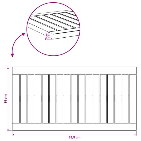 Bordsskiva 68,5 x 35 x 2 cm Rektangulär Massivt Akaciaträ