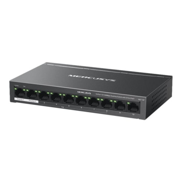 Mercusys MS110P V1 - switch - 10 portar Svart