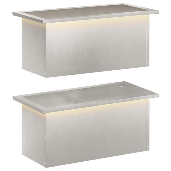 Odlingslåda med LED 2 st Silver 30 x 60 x 30 cm Rostfritt stål