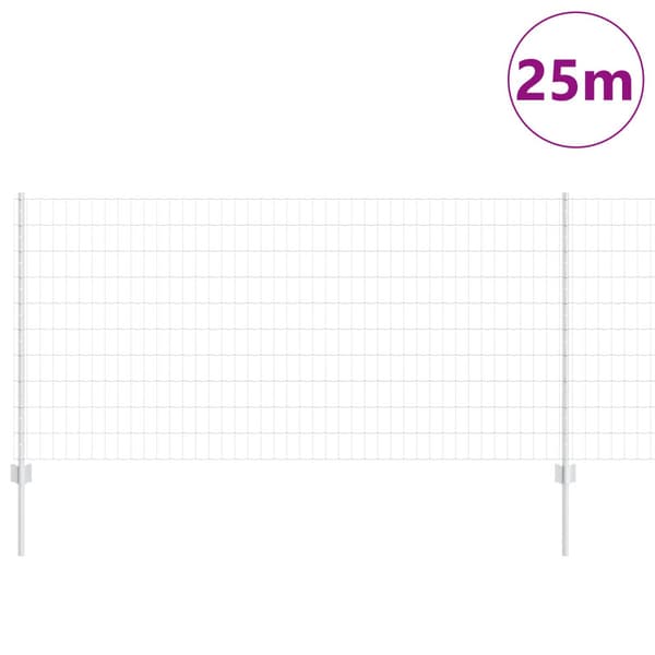 Stängsel med stolpe Silver 1 x 25 m Stål