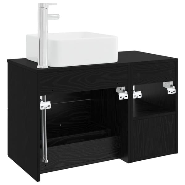 Badrumsmöbelset 2 pcs Svart ek Konstruerat trä