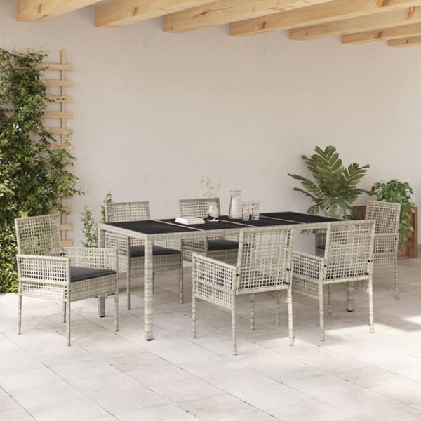 Trädgårdsmöbelset 7 pcs Ljusgrå konstrotting