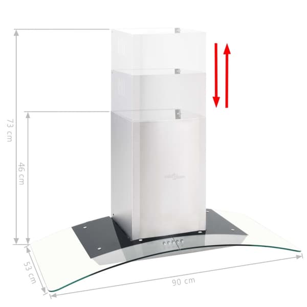 Väggmonterad köksfläkt 90 cm rostfritt stål 756 m³/h LED