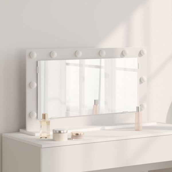 Sminkspegel med LED-lampor Vit 80x45x18 cm
