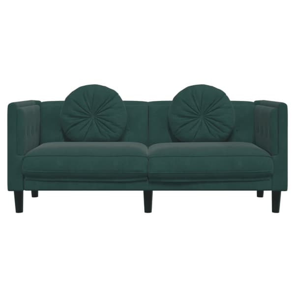 Soffa med kuddar 2-sits mörkgrön sammet