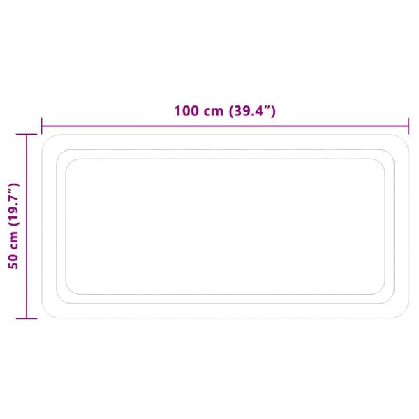 LED Badrumsspegel Transparent 100 x 50 cm härdat glas