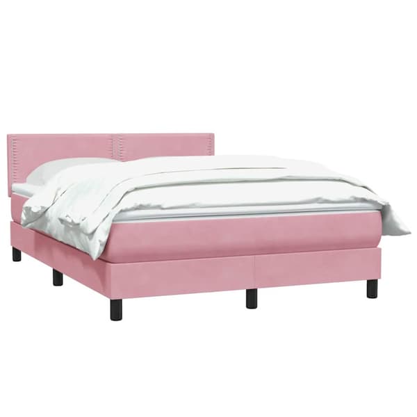Ramsäng med madrass rosa 160x220 cm sammet
