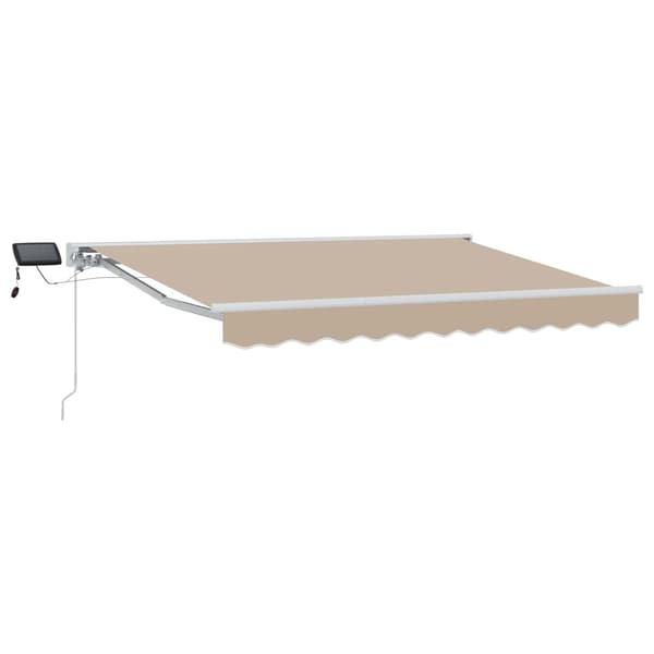 Manuell markisram med LED-lampor Beige och vit 3 x 2,5 m