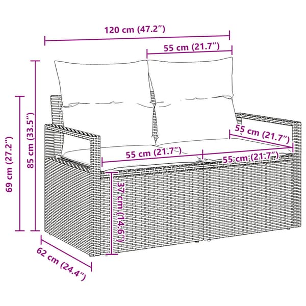 Soffset med kudde 9 pcs Svart konstrotting