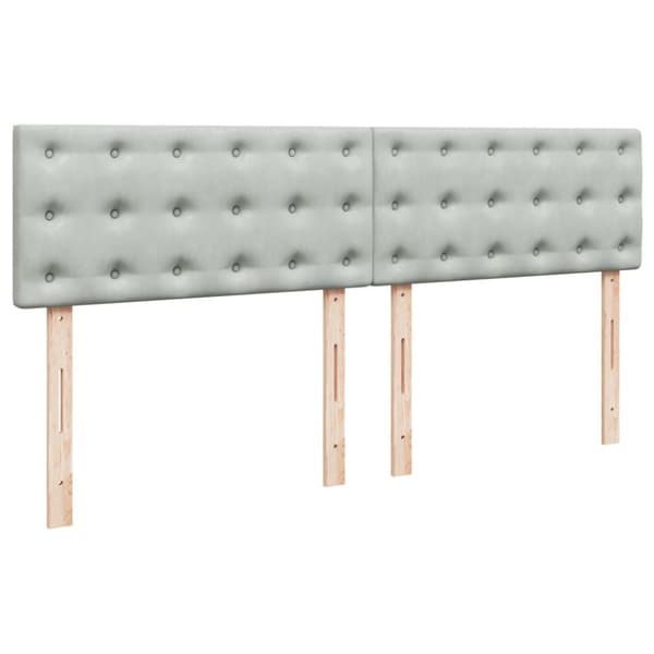 Ramsäng med madrass ljusgrå 180x200 cm sammet