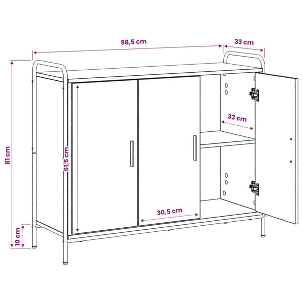Sideboard Artisan-ek 97 x 33 x 81 cm Konstruerat trä