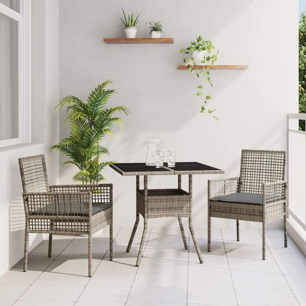 Trädgårdsmöbelset 3 pcs Grå konstrotting