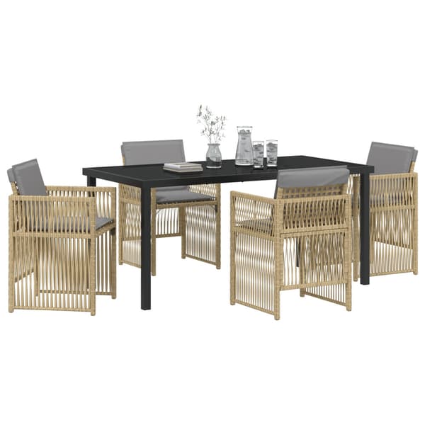 Trädgårdsmöbelset 5 pcs Beige Pulverlackerat stål