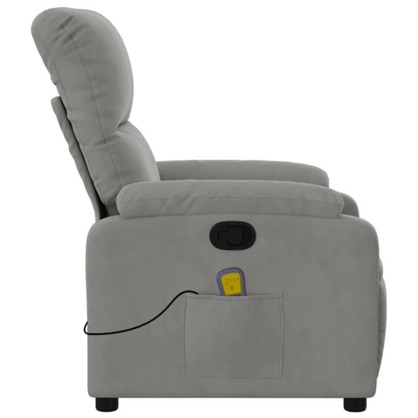 Massagefåtölj ljusgrå mikrofibertyg