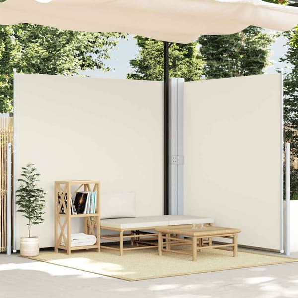 Infällbar sidomarkis dubbel 170x600 cm gräddvit