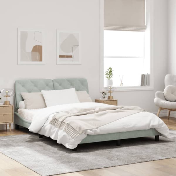 Bed Frame with LED without Mattress Light Grey 160x200 cm Velvet