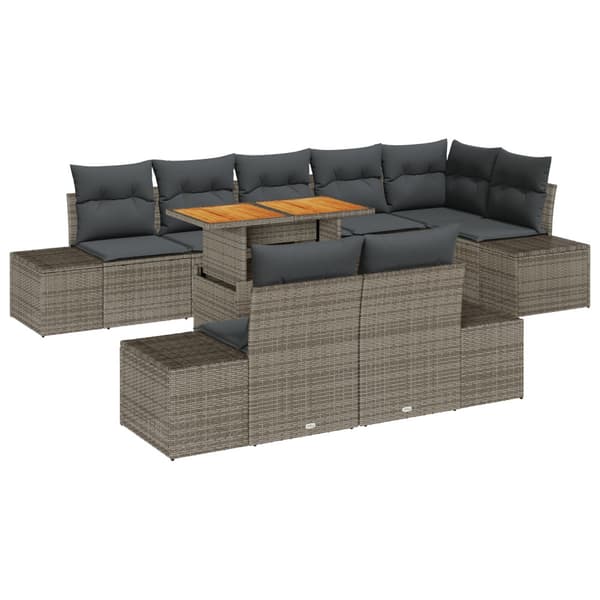 Trädgårdsoffset med lagring 9 pcs Grå Poly rattan