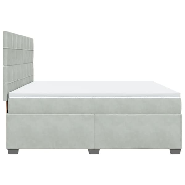 Ramsäng med madrass ljusgrå 200x200 cm sammet