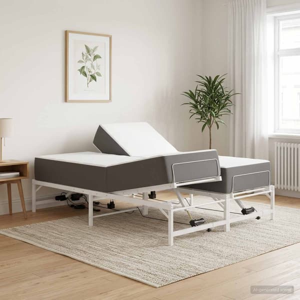 Elektrisk Justerbar Säng Ram Vit 140 x 190 cm Stål