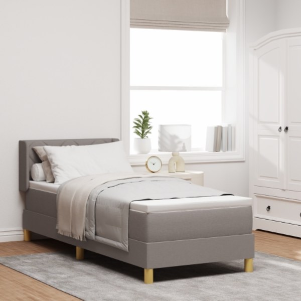 Sängbotten med Madrass – Taupe, 80x200 cm, Tyg