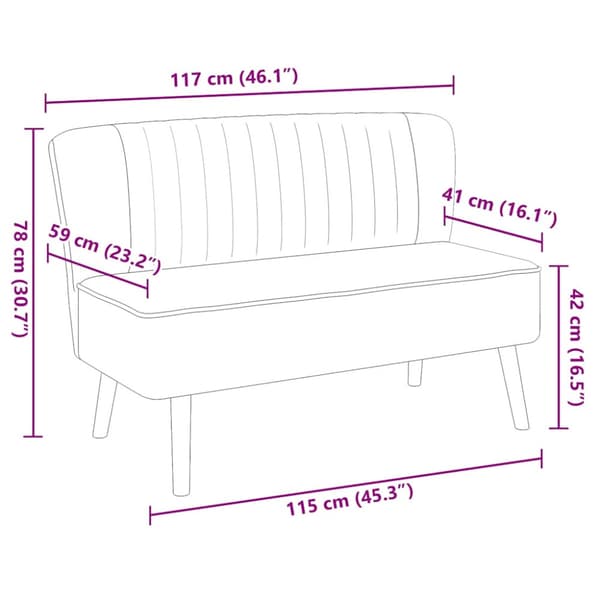 Soffa 117x55,5x77 cm tyg blå