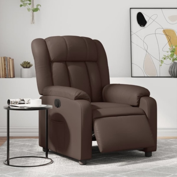 Elektronisk reclinerfåtölj brun konstläder