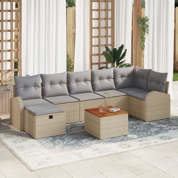 Trädgårdsoffset 8 st Beige Poly rattan