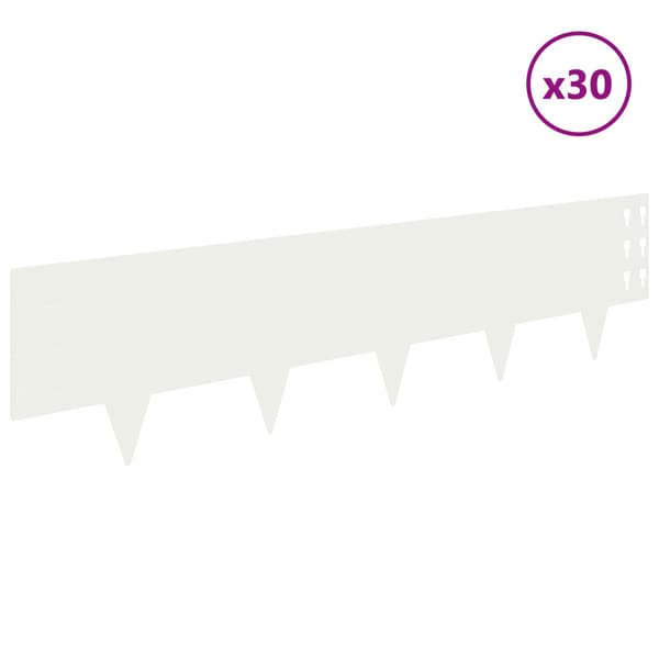 Kant för gräsmatta 30 pcs 100 x 25 cm Stål Vit