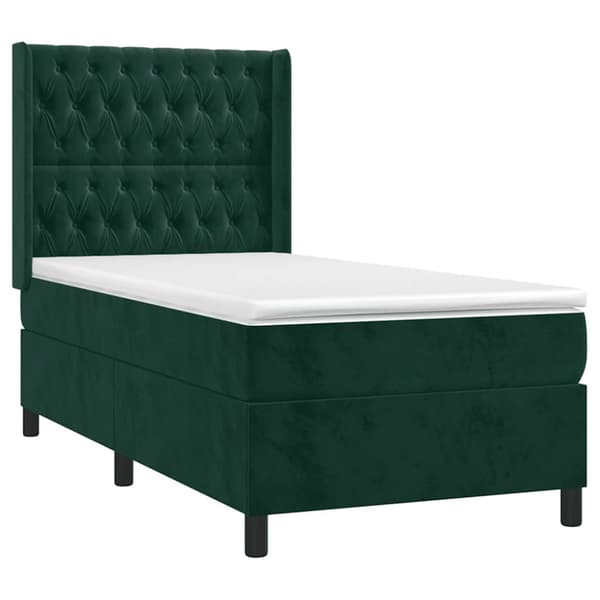Ramsäng med madrass mörkgrön 100x200 cm sammet