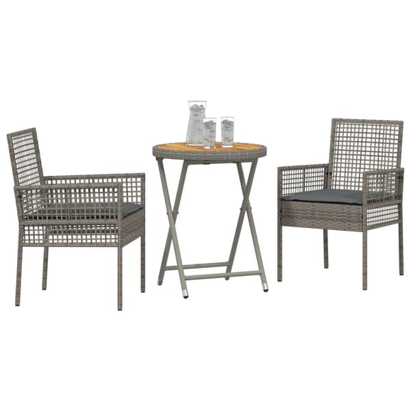 Trädgårds Bistro Set 3 pcs Grå konstrotting